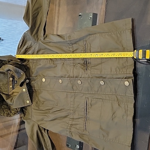 TOMMY HILFIGER spring fall coat, detachable hood, rain wind, green, small - Picture 5 of 16